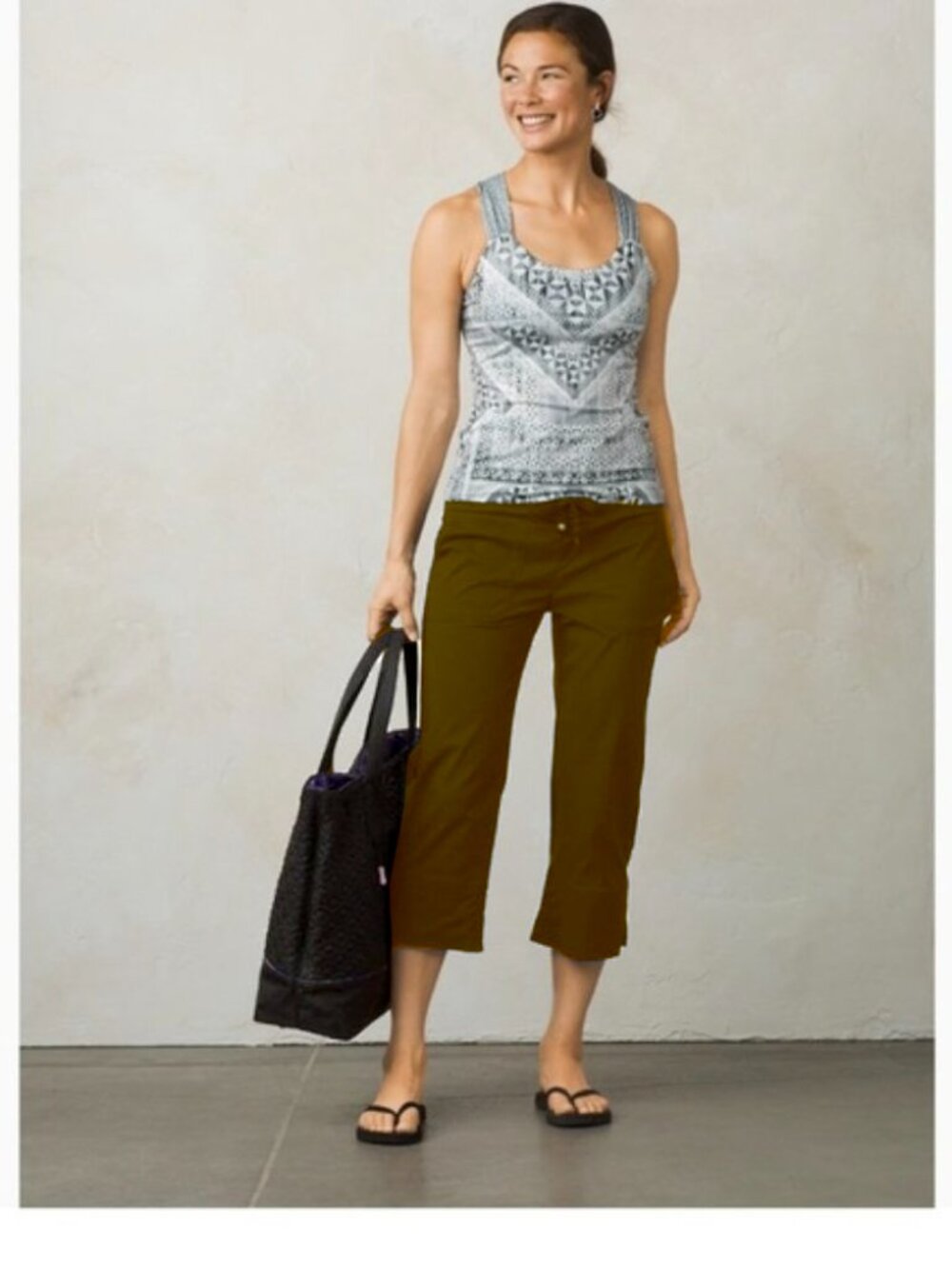 Prana Bliss Hiking Capri Pants Size S Nylon Spandex Stretch Brown
